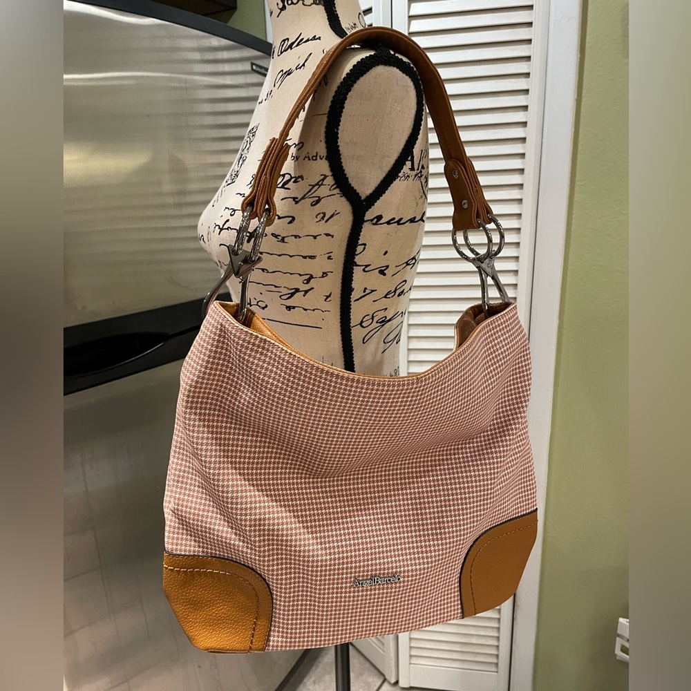 For Angel Only > New Angel Barcelo Shoulder Bag Small Neutral Houndstooth Print - Picture 13 of 16